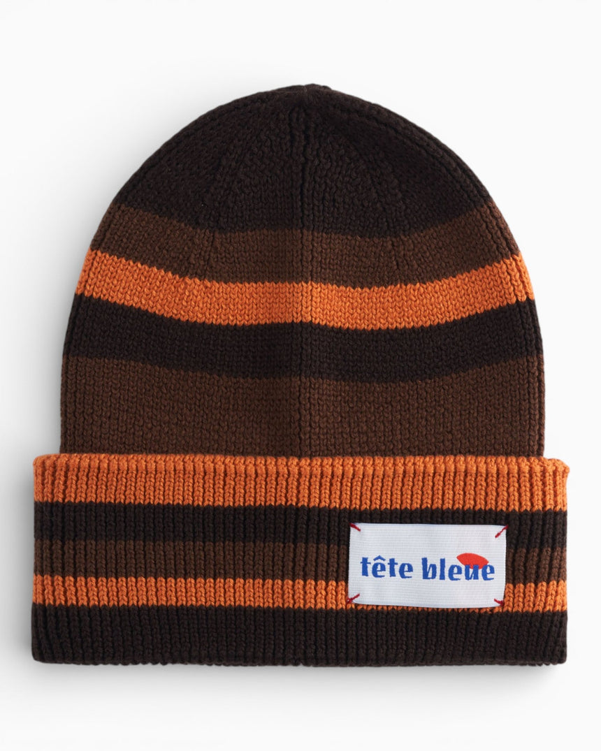 tête bleue Cote Striped Beanie Orange