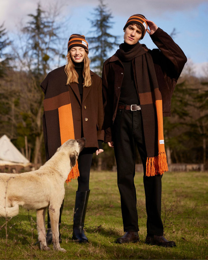 tête bleue Cote Striped Beanie