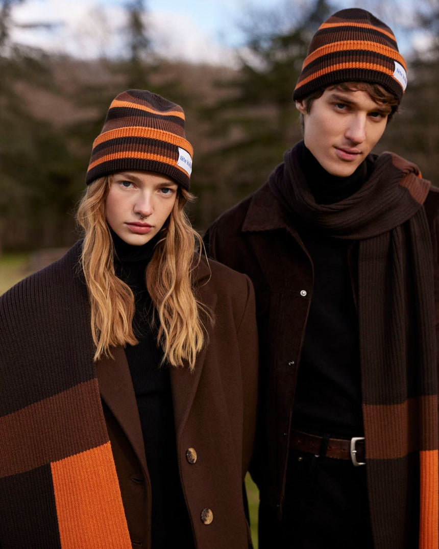 tête bleue Cote Striped Beanie