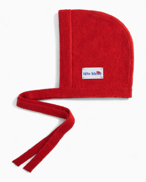 tête bleue Elodie Mohair Bow-Tie Bonnet Red