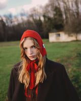 tête bleue Elodie Mohair Bow-Tie Bonnet