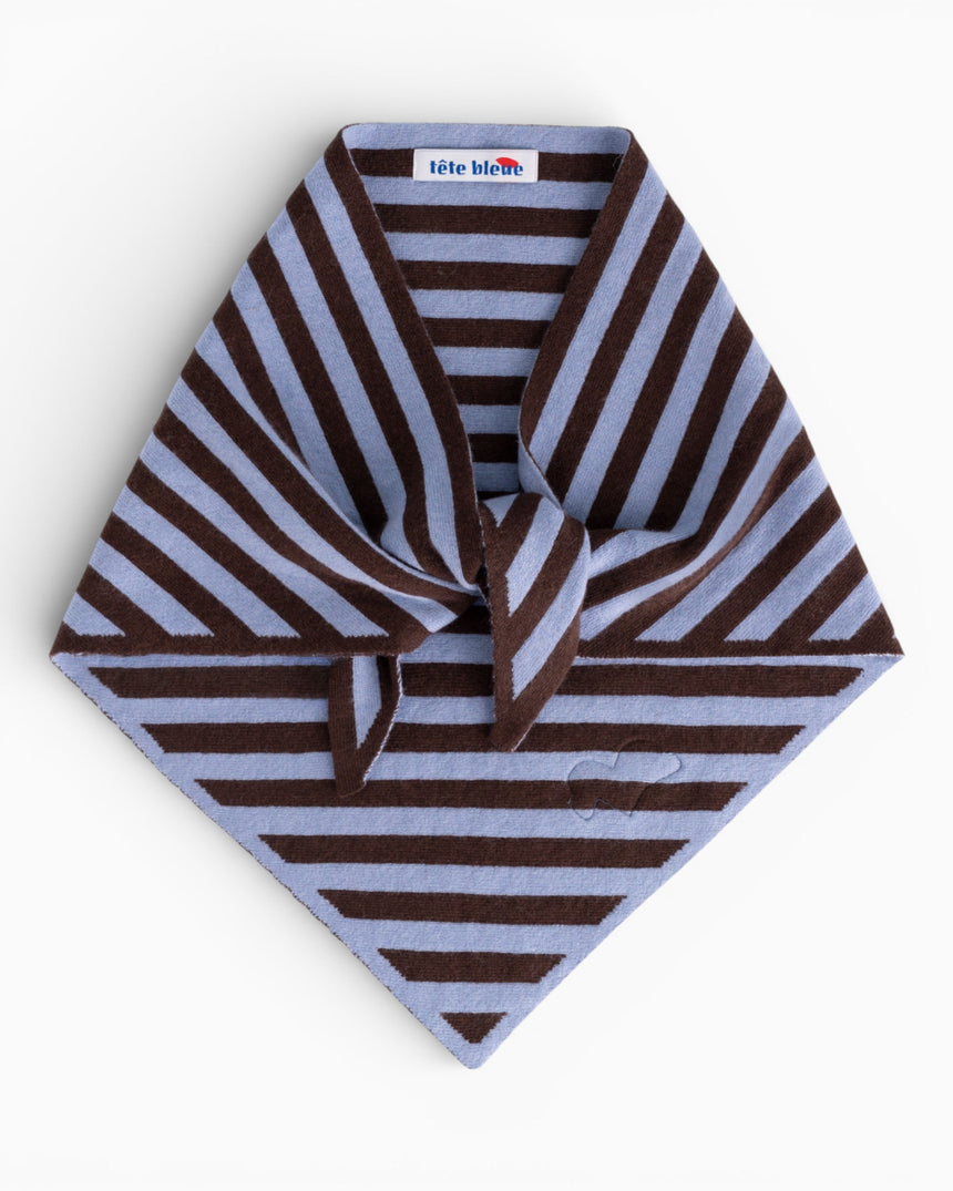 tête bleue Joan Striped Cashmere-Blend Triangle Scarf