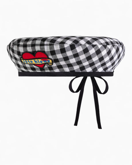 tête bleue Lilou Tie - Back French Beret Black