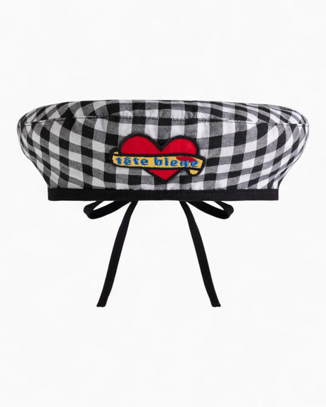 tête bleue Lilou Tie - Back French Beret Black