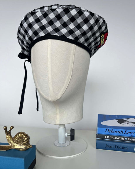 tête bleue Lilou Tie - Back French Beret Black