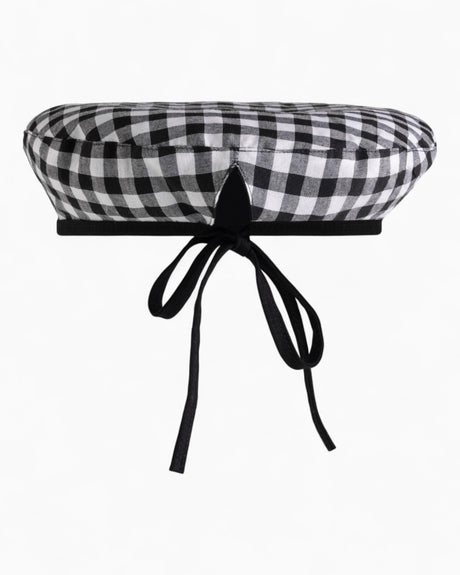tête bleue Lilou Tie - Back French Beret Black