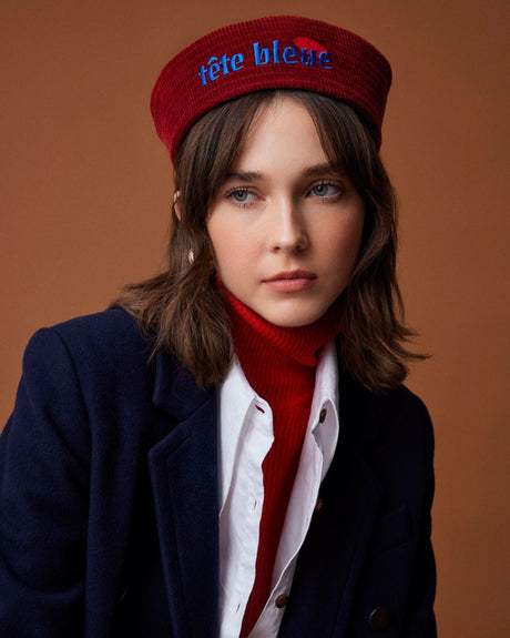 tête bleue Yvette Sailor Corduroy Dixie Cup Red