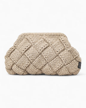 Tullaa Puzzle Wool Pouch Bag Beige