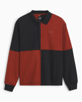 Vans Check Rugby Knit Erkek Polo Sweatshirt Poppy Ember