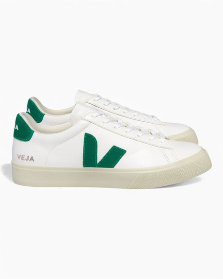 VEJA Campo Chromefree Leather Erkek Sneaker Extra White/Emeraude