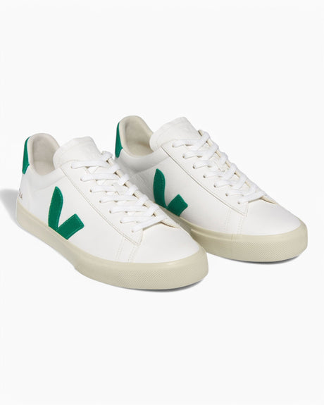 VEJA Campo Chromefree Leather Erkek Sneaker Extra White/Emeraude