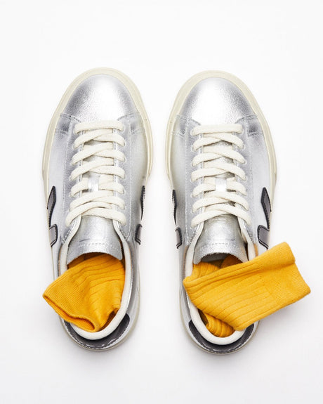 VEJA Campo Chromefree Leather Kadın Sneaker Silver/Black