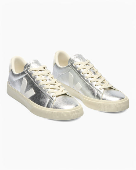 VEJA Campo Chromefree Leather Kadın Sneaker Silver/White