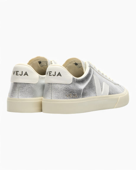 VEJA Campo Chromefree Leather Kadın Sneaker Silver/White