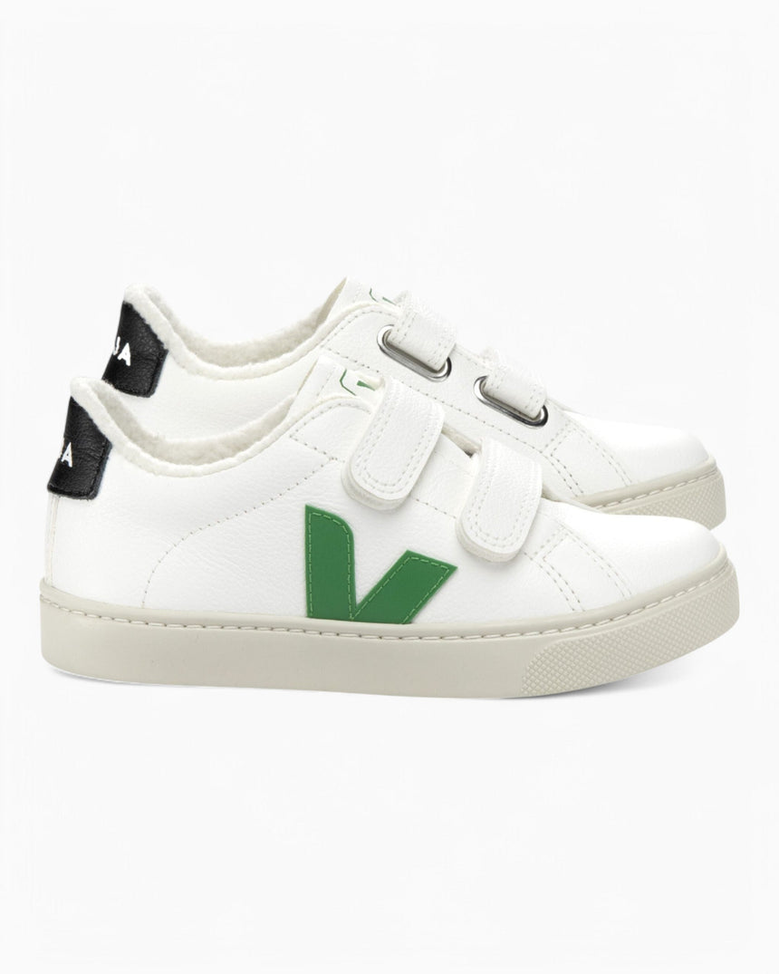 VEJA Small Esplar Winter Fured Chromefree Leather Çocuk Sneaker Extra White/Emeraude
