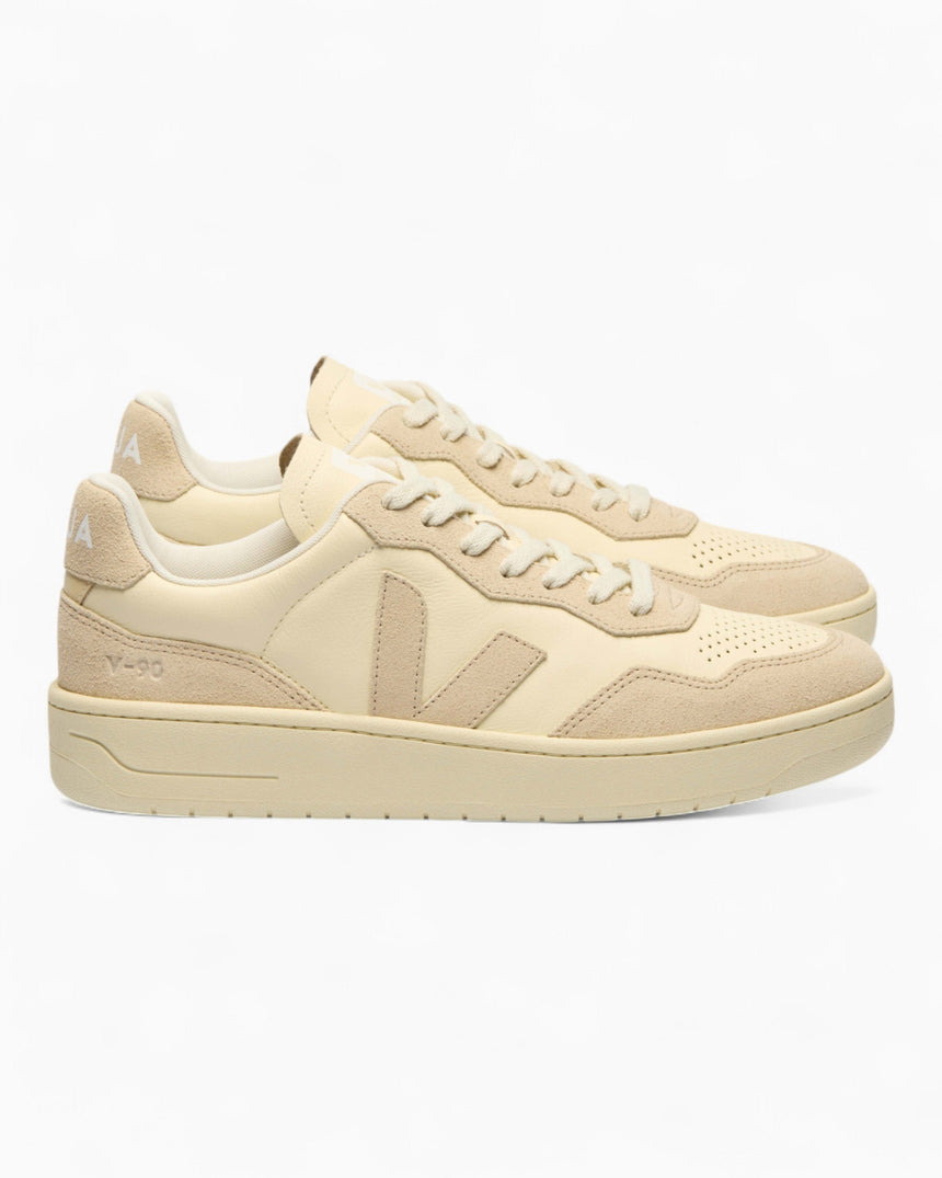VEJA V-90 Leather Kadın Sneaker Cashew/Oat