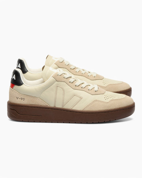 VEJA V-90 Leather Kadın Sneaker Pierre/Almond/Black