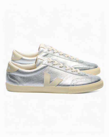 VEJA Volley Organic Traced Leather Kadın Sneaker Silver/Pierre
