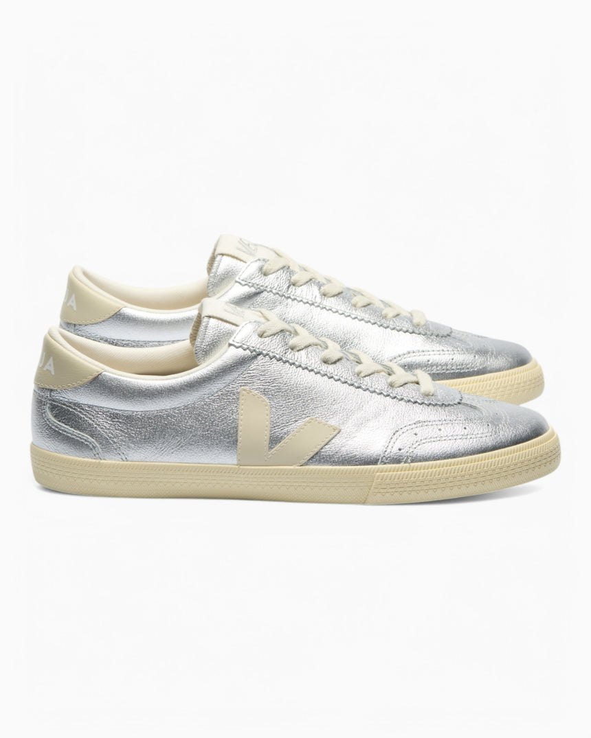 VEJA Volley Organic Traced Leather Kadın Sneaker Silver/Pierre