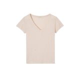 American Vintage Jacksonville Kadın V-Neck T-Shirt Perle Vintage
